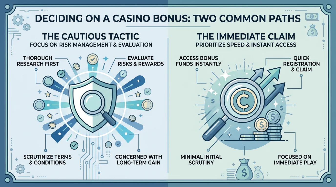 Illustration comparing protected and unprotected casino bonus choices