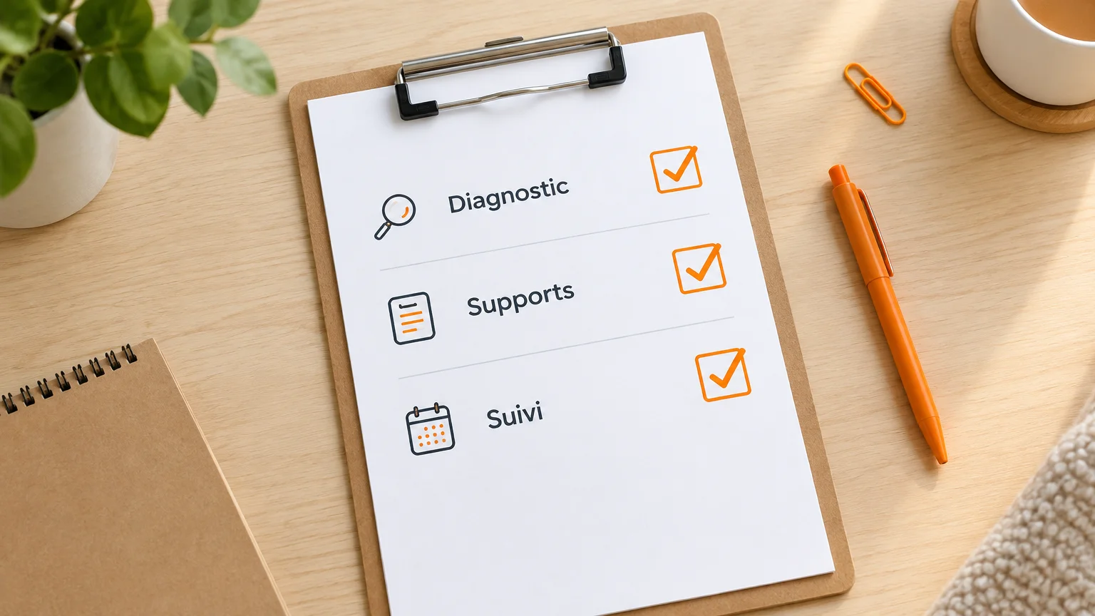Liste de vérification du diagnostic, des supports et du suivi