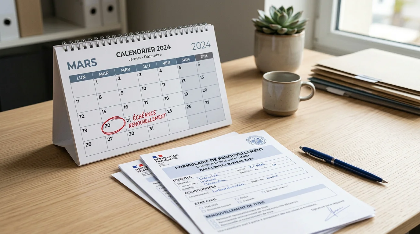 Calendrier et document rappelant l'échéance de renouvellement de l'attestation