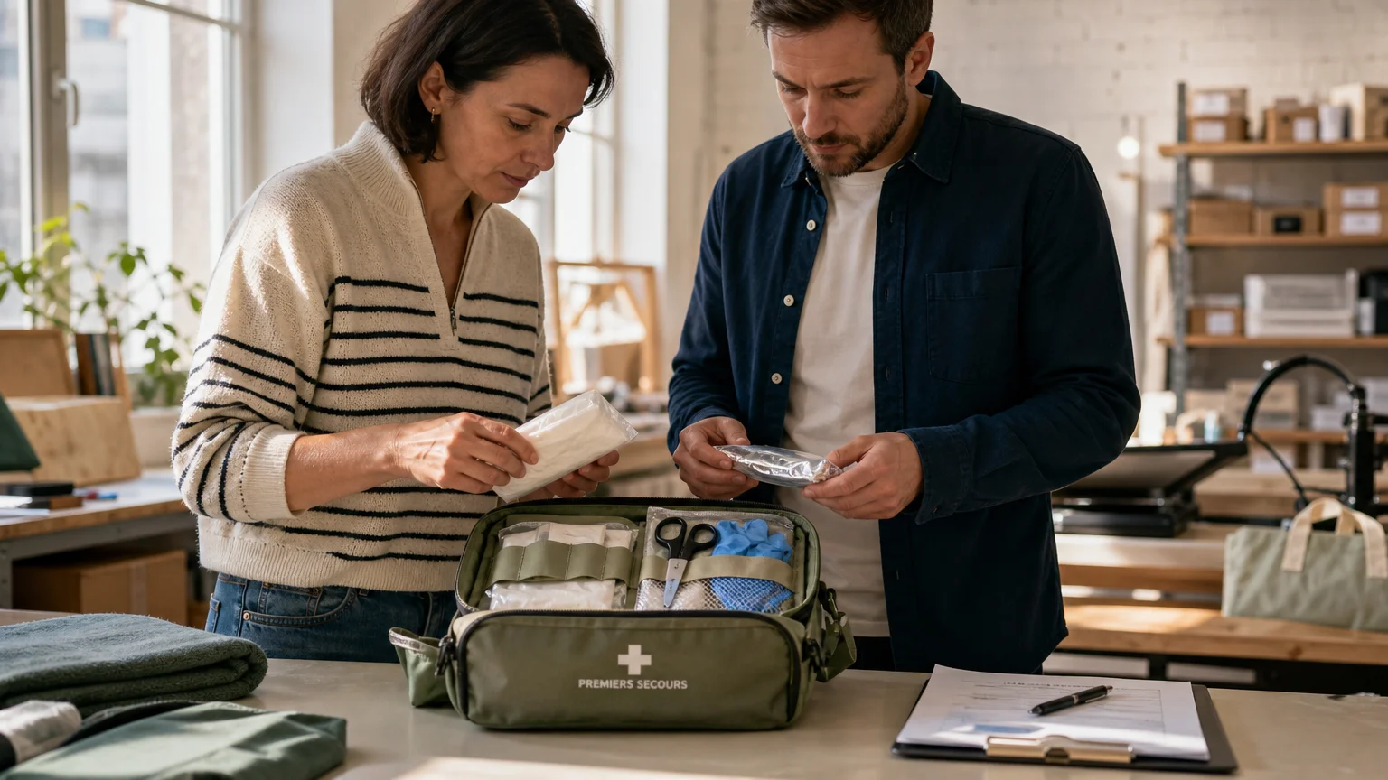 Vérification du contenu d’une trousse de secours en entreprise