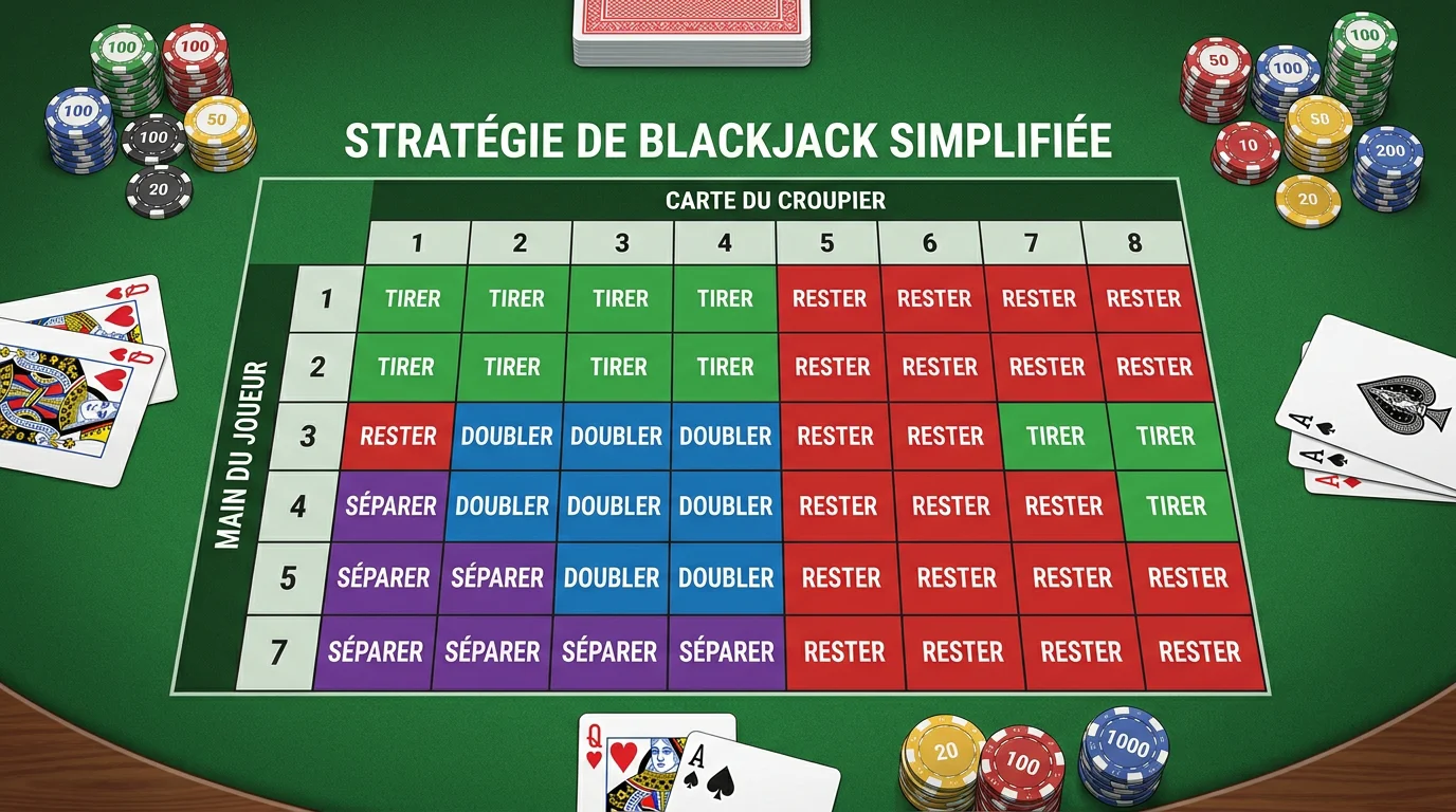 Tableau de stratégie de base au blackjack : le guide complet