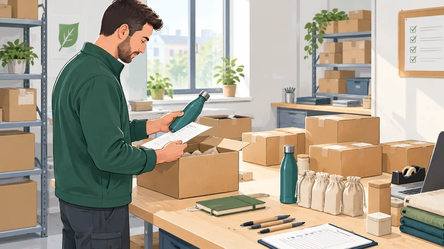 Préparation soignée de cadeaux professionnels destinés à plusieurs bénéficiaires