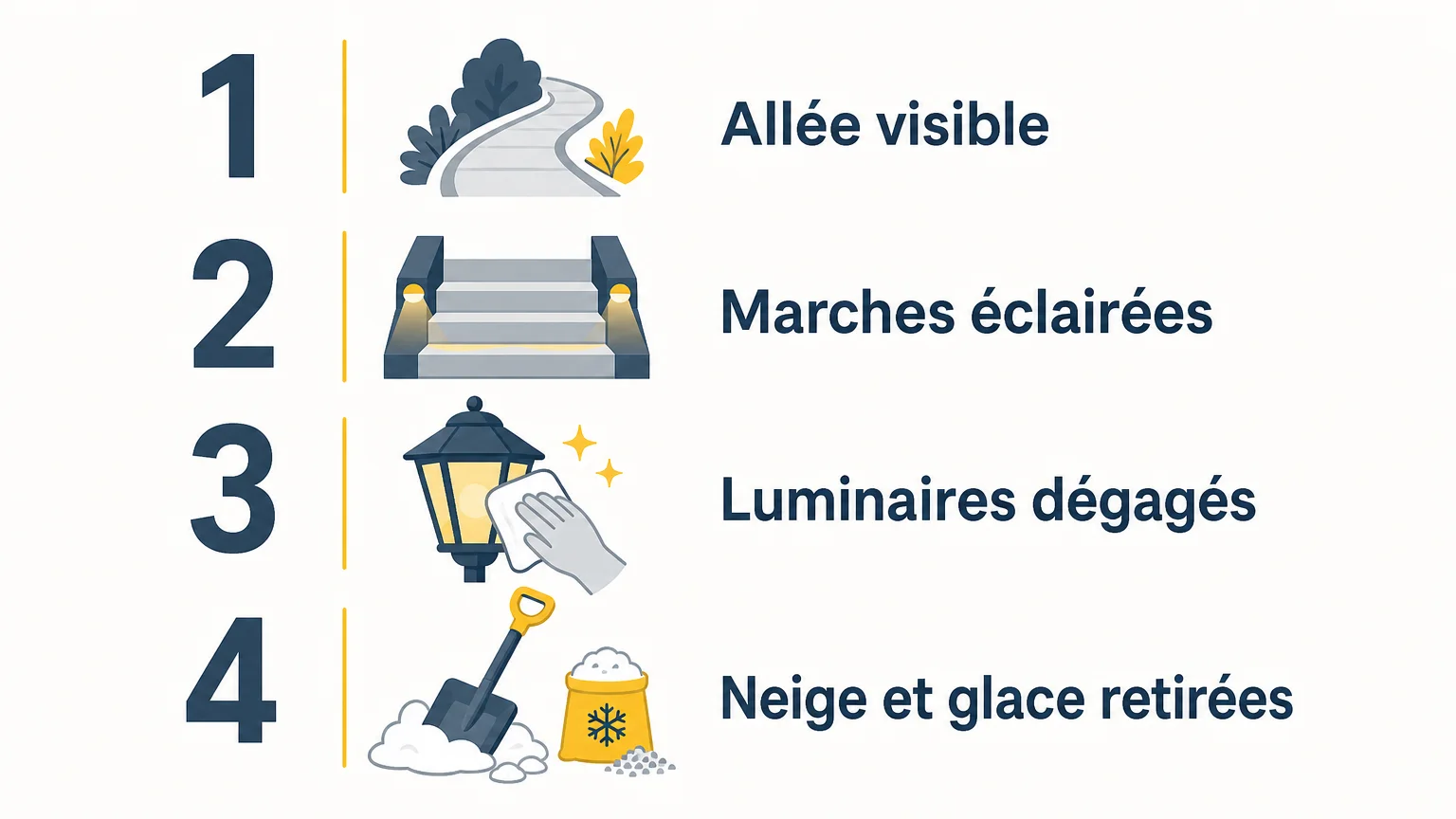 Checklist pour v&eacute;rifier l&rsquo;&eacute;clairage et d&eacute;gager les acc&egrave;s en hiver