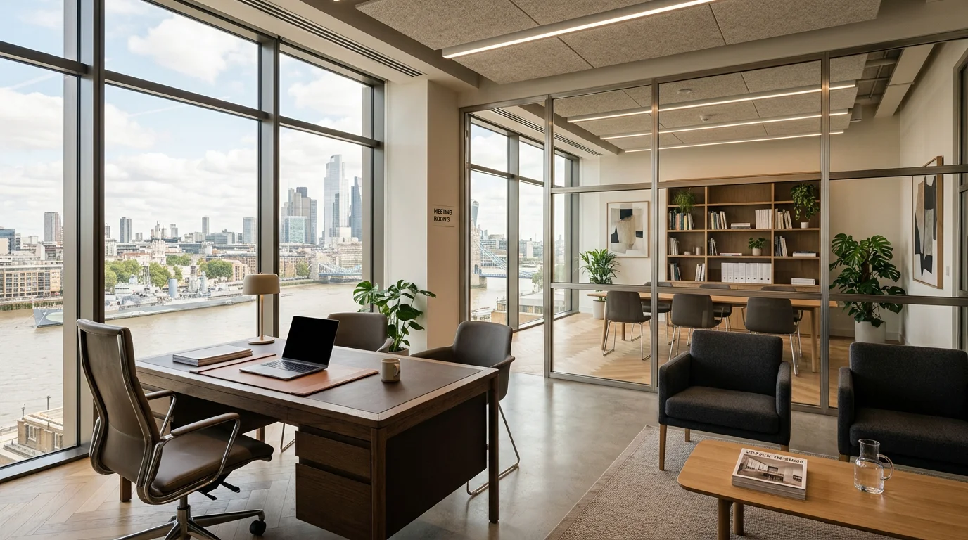 A tailored private managed office suite with agile furniture and natural light