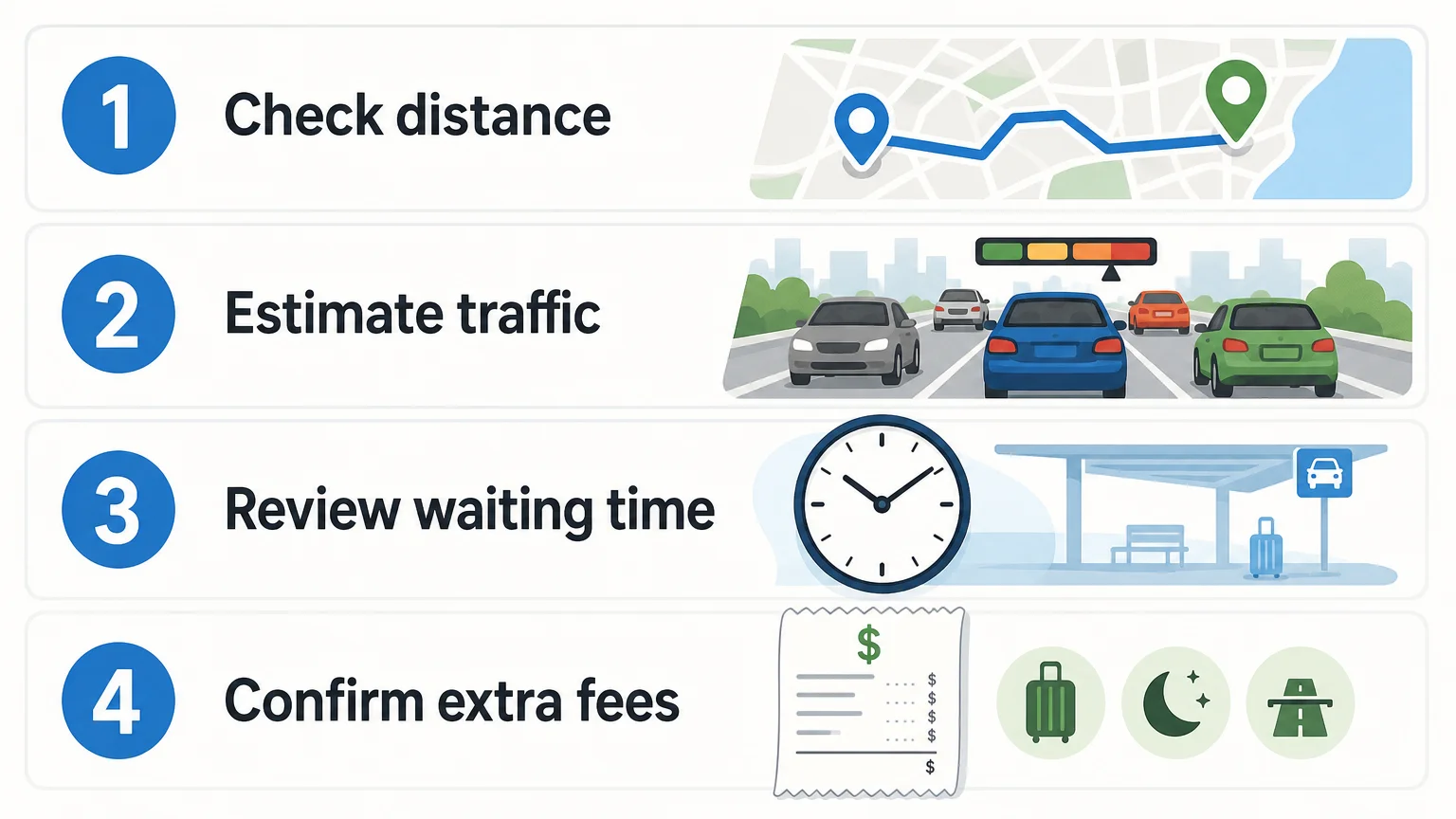 Checklist for choosing between flat fares and meter-based rides