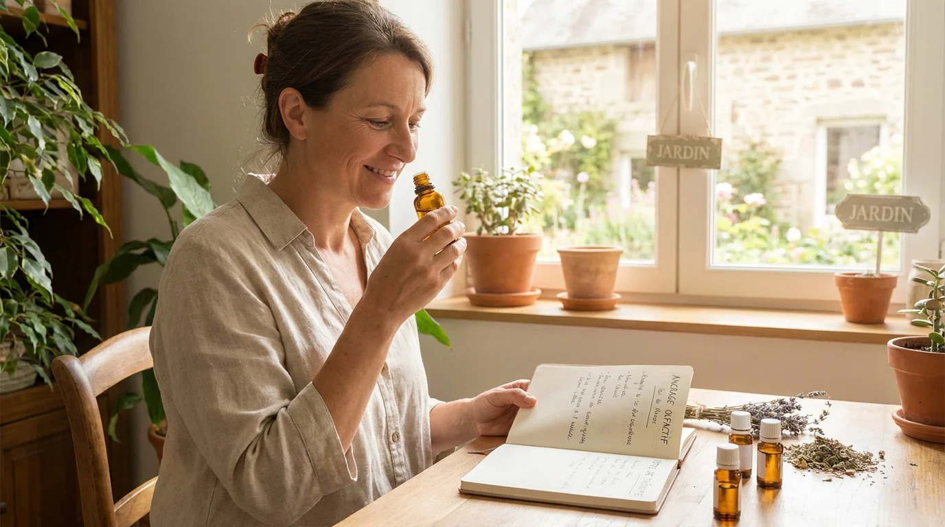 Praticien utilisant des huiles essentielles dans un cadre de consultation holistique en France
