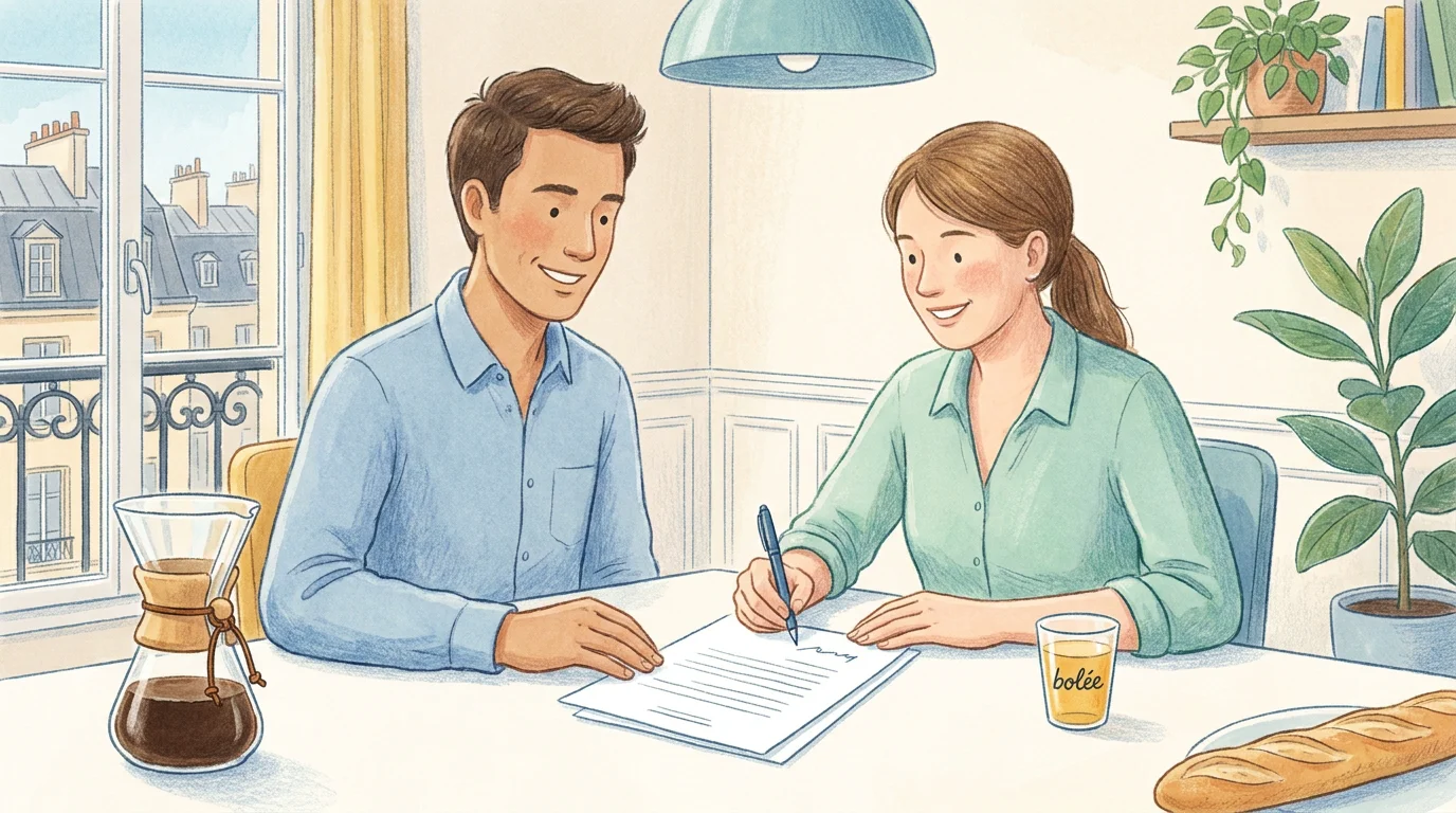 Parent et assistante maternelle signant un contrat de travail CDD en France