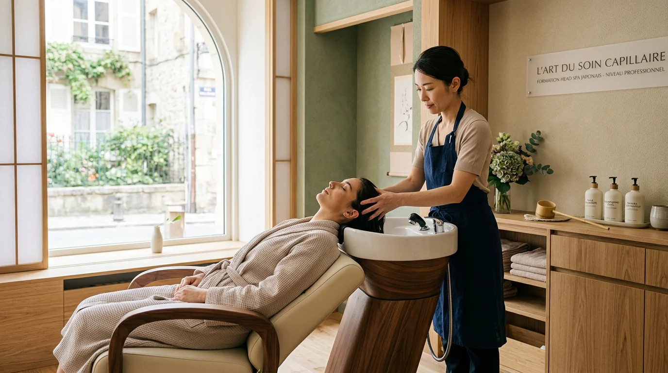 Espace de formation professionnelle au Head Spa japonais