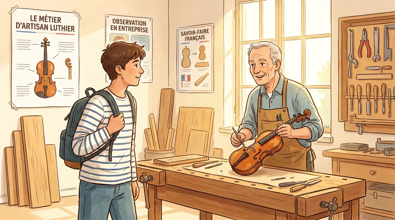 Lycéen en stage d'observation en milieu professionnel en France