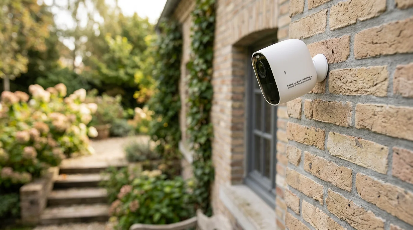 Caméra extérieure sans fil WiFi installée sur le mur d'une maison