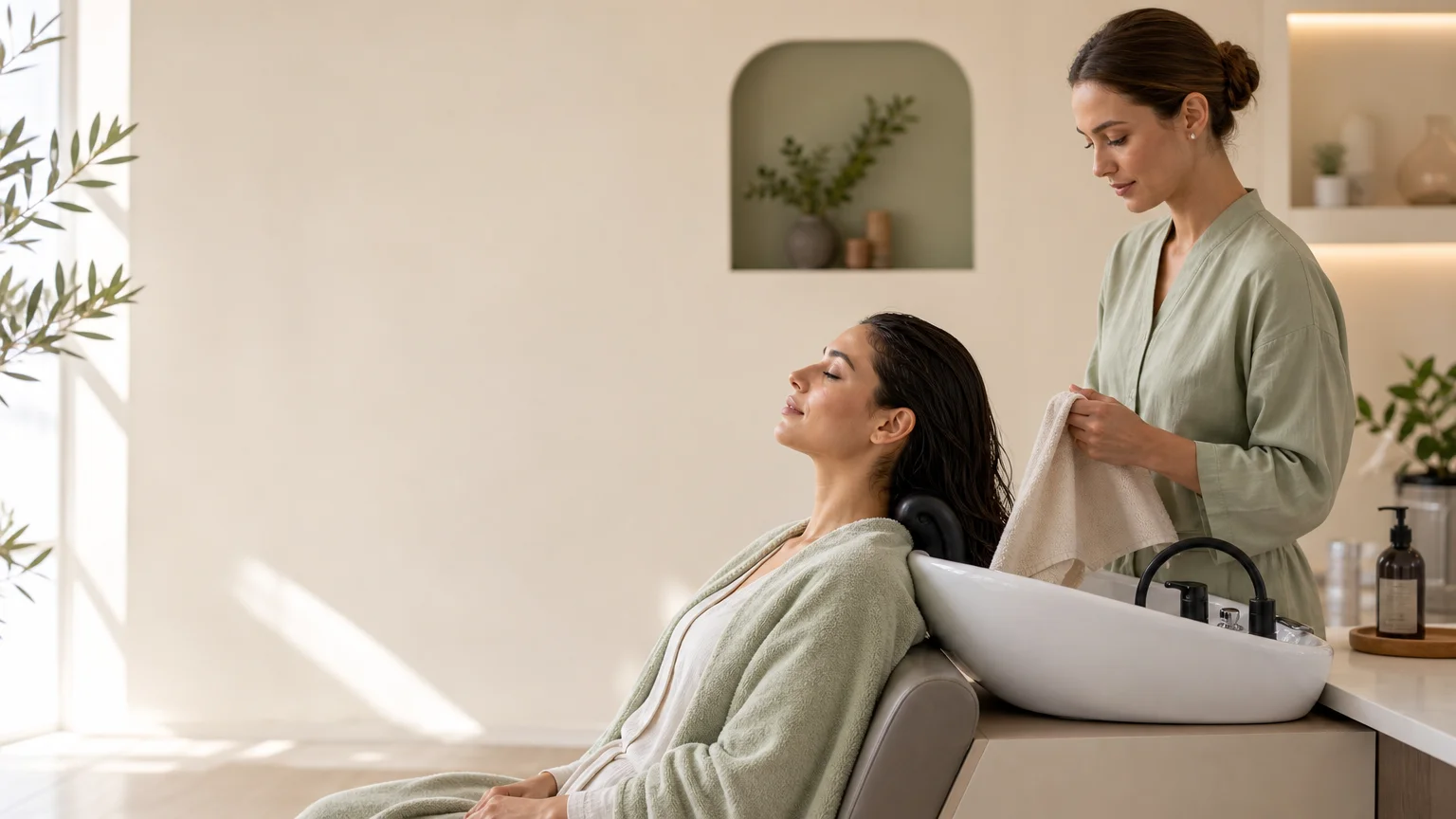 Préparation prudente d’un Head Spa pour une personne ayant un cuir chevelu sensible