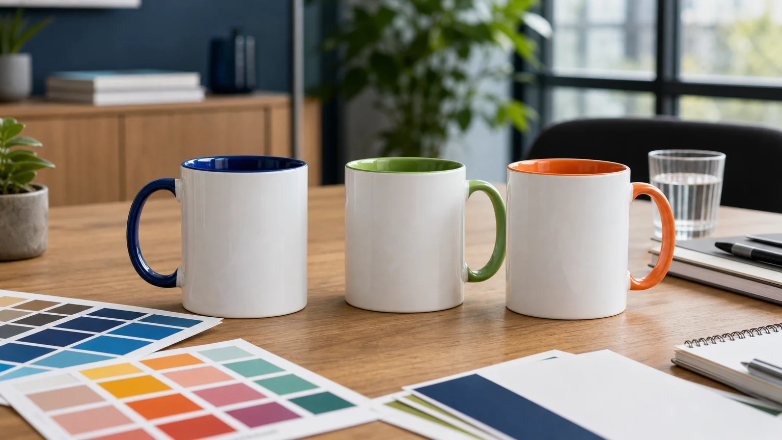 Exemples de contrastes de couleurs sur des mugs bicolores