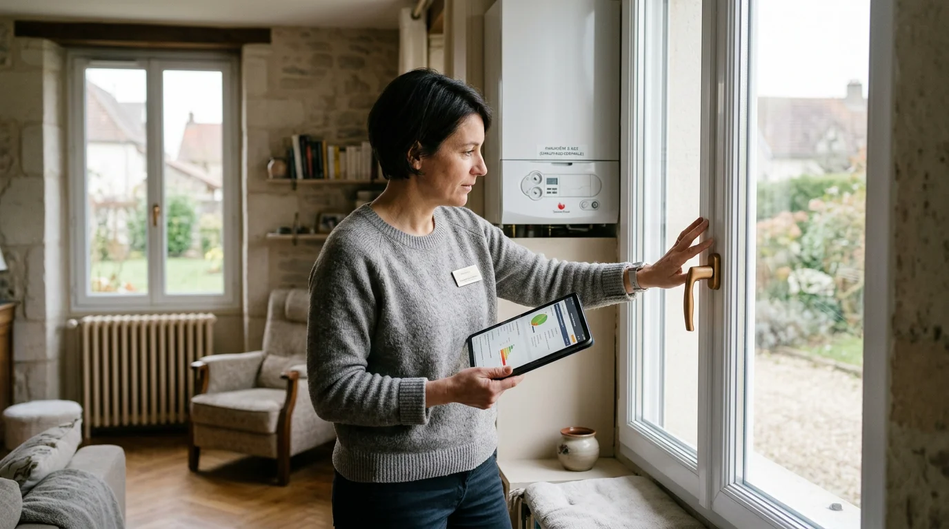 Un diagnostiqueur certifié inspecte le système de chauffage d'un logement