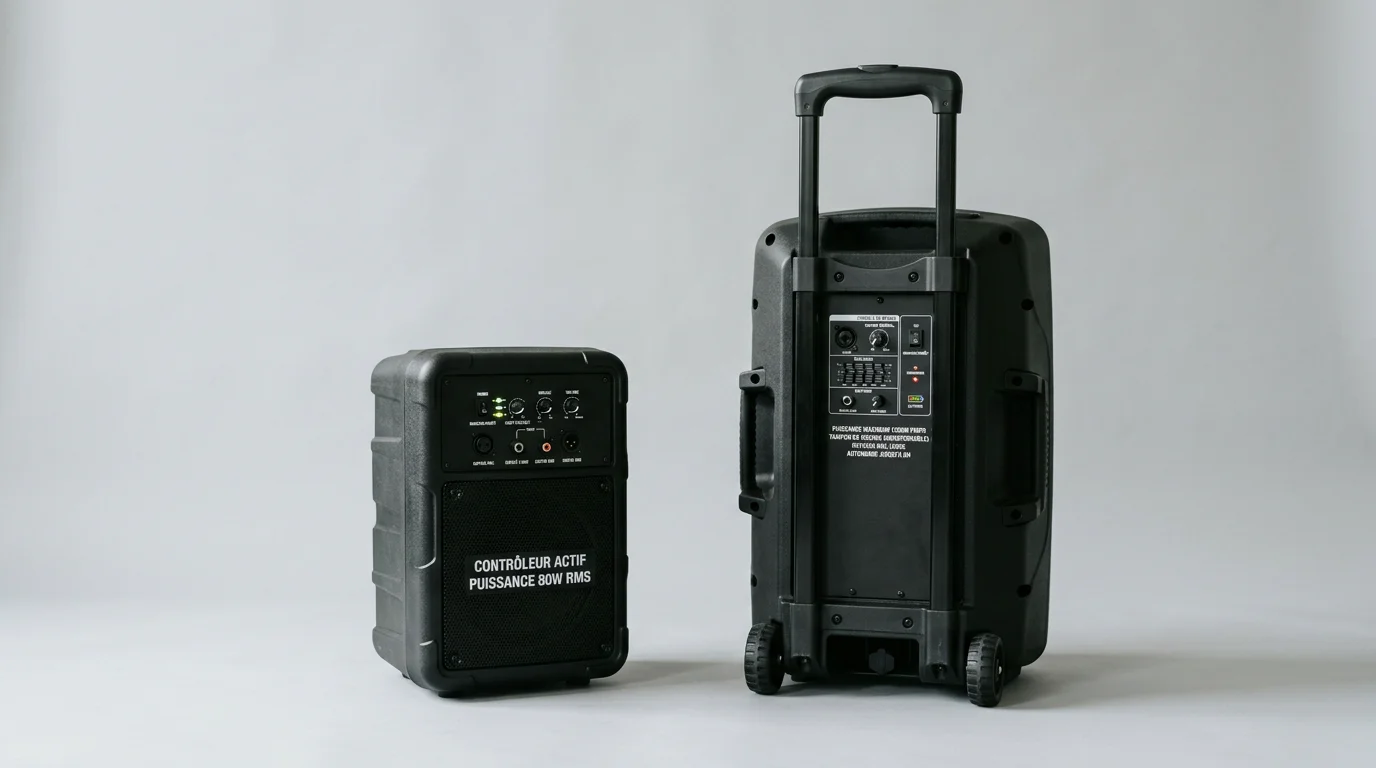 Deux enceintes portables sur batterie de tailles différentes en studio