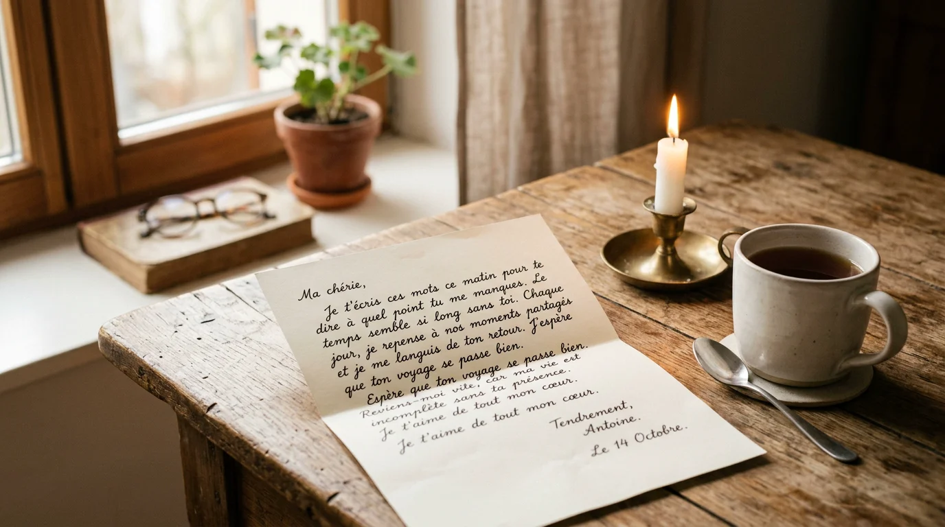Lettre d'excuse manuscrite posée près d'une bougie allumée