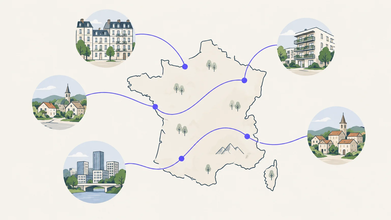 Illustration de villes françaises à comparer pour un investissement immobilier