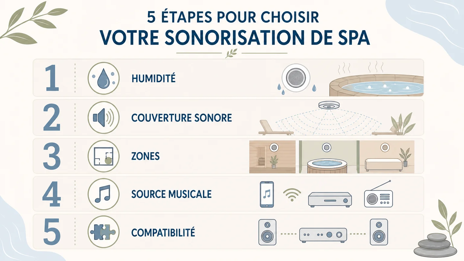 Checklist des critères pour une sonorisation de spa