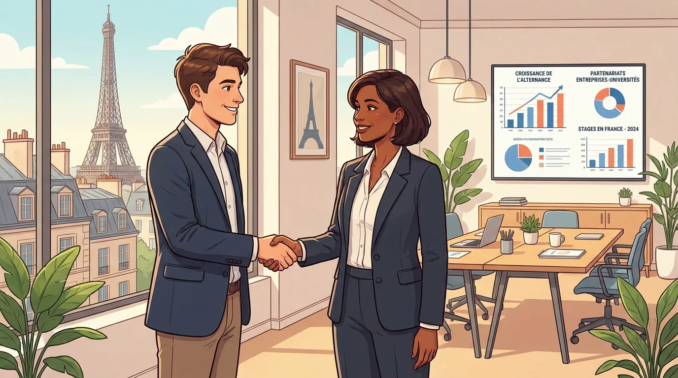 Étudiant en stage de commerce accueilli dans une entreprise française