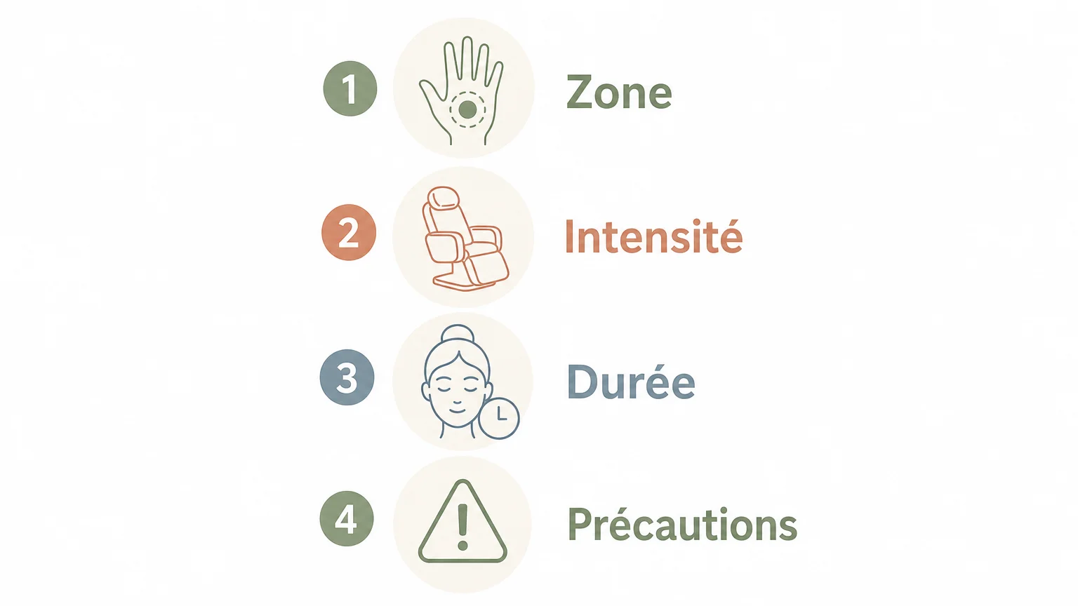 Checklist illustrée pour choisir un massage japonais selon la zone, l’intensité, la durée et les précautions