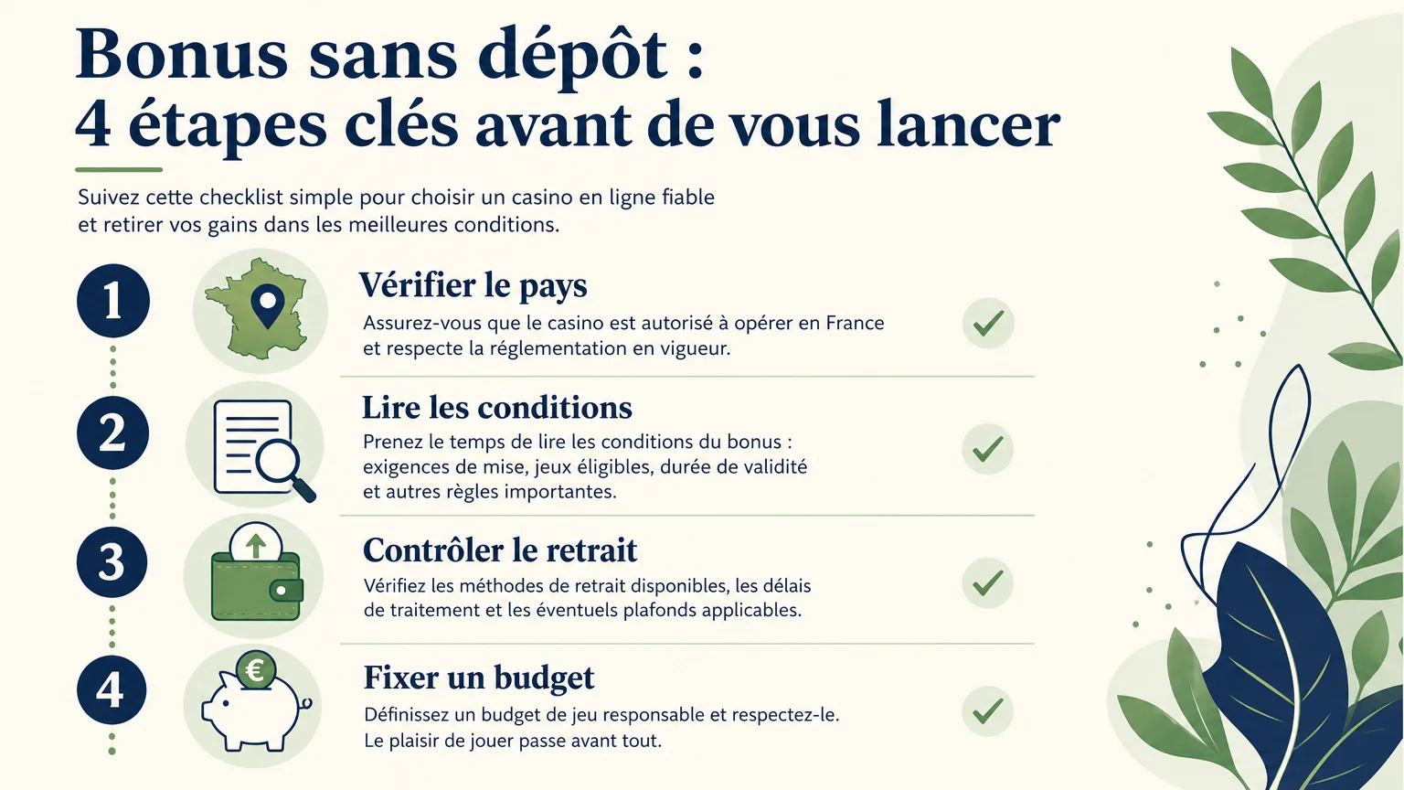 Checklist en 4 étapes avant d’utiliser un bonus sans dépôt