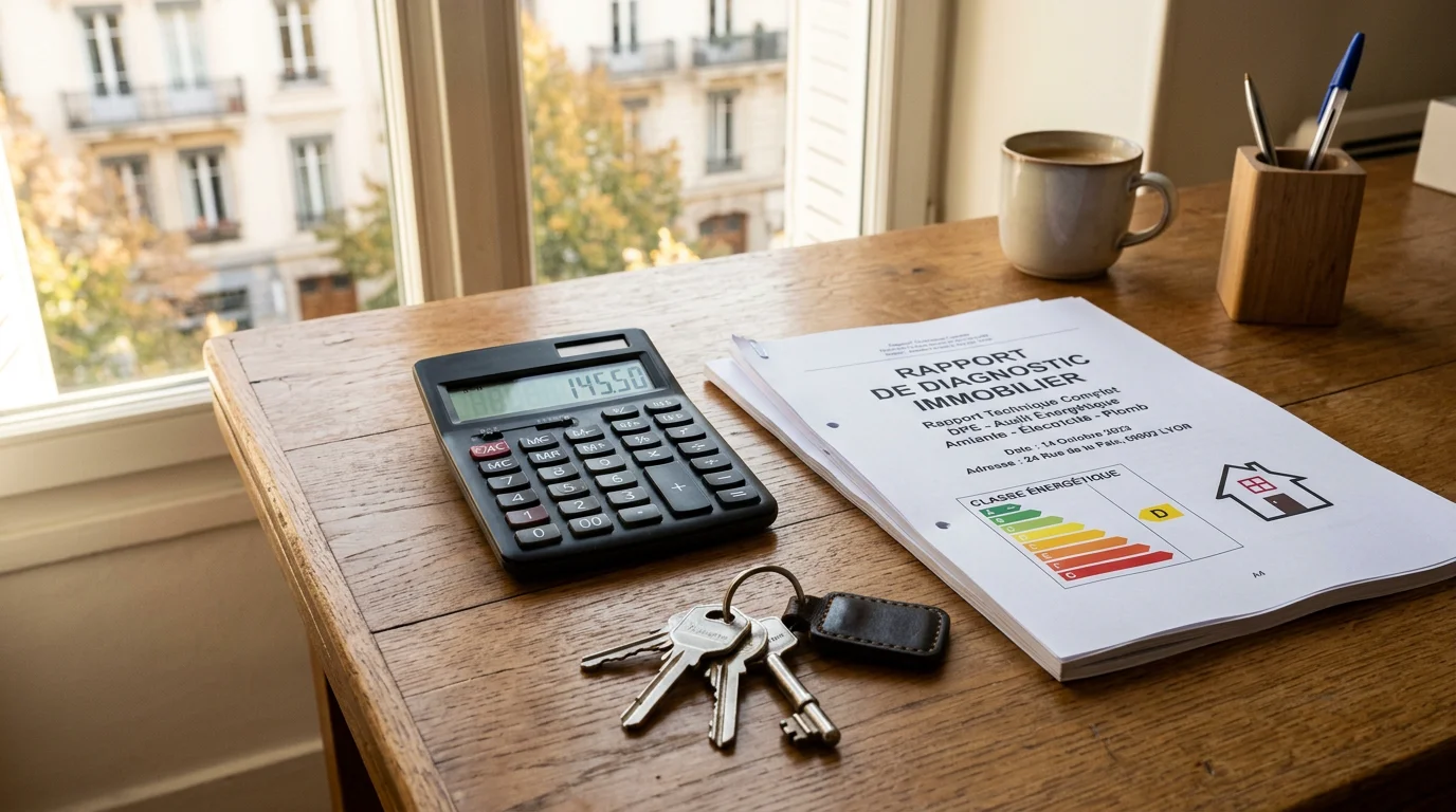 Budget d'un pack de diagnostics immobiliers avec calculatrice et rapport technique