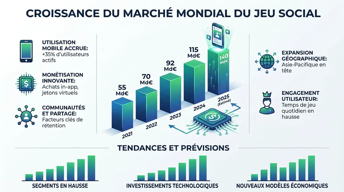 Infographie sur la croissance du marché mondial du casino social