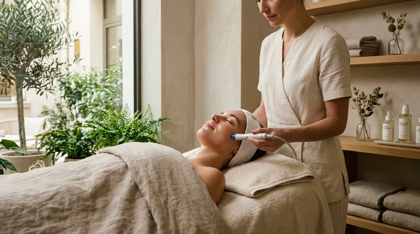 Femme recevant un soin HydraFacial dans un institut de bien-être