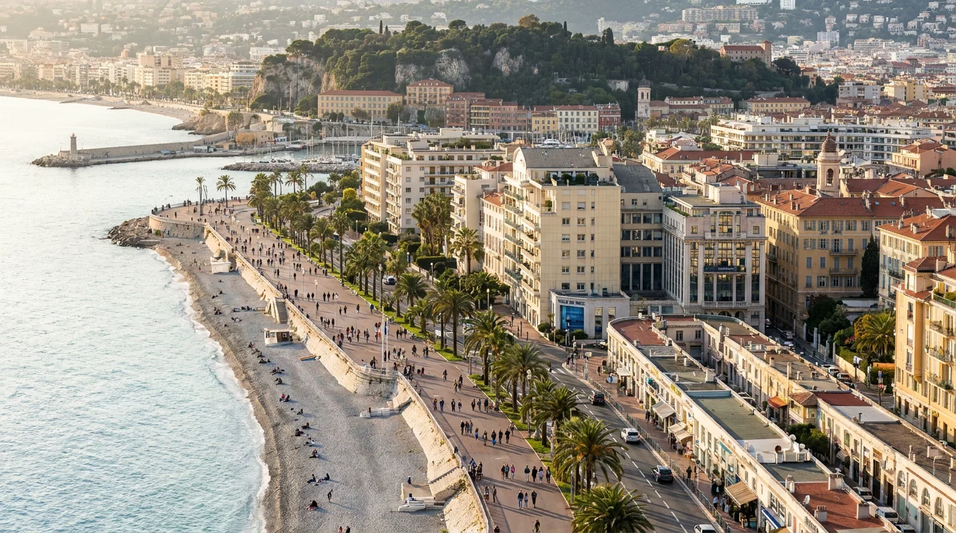 Vue panoramique de Nice avec le front de mer et les quartiers d'affaires