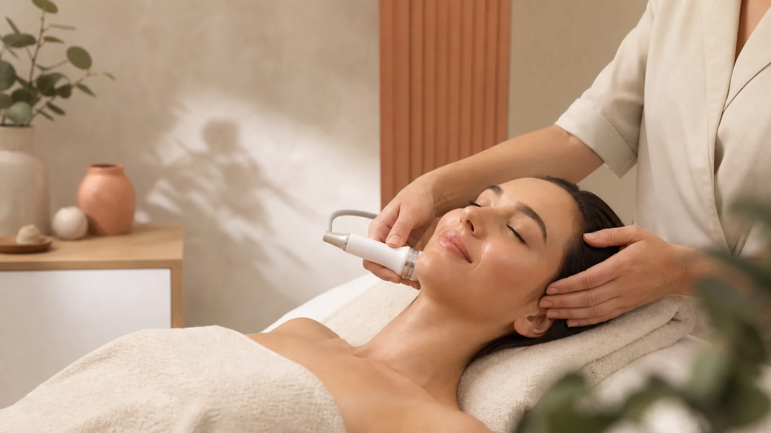 Soin du visage non invasif dans une cabine esthétique