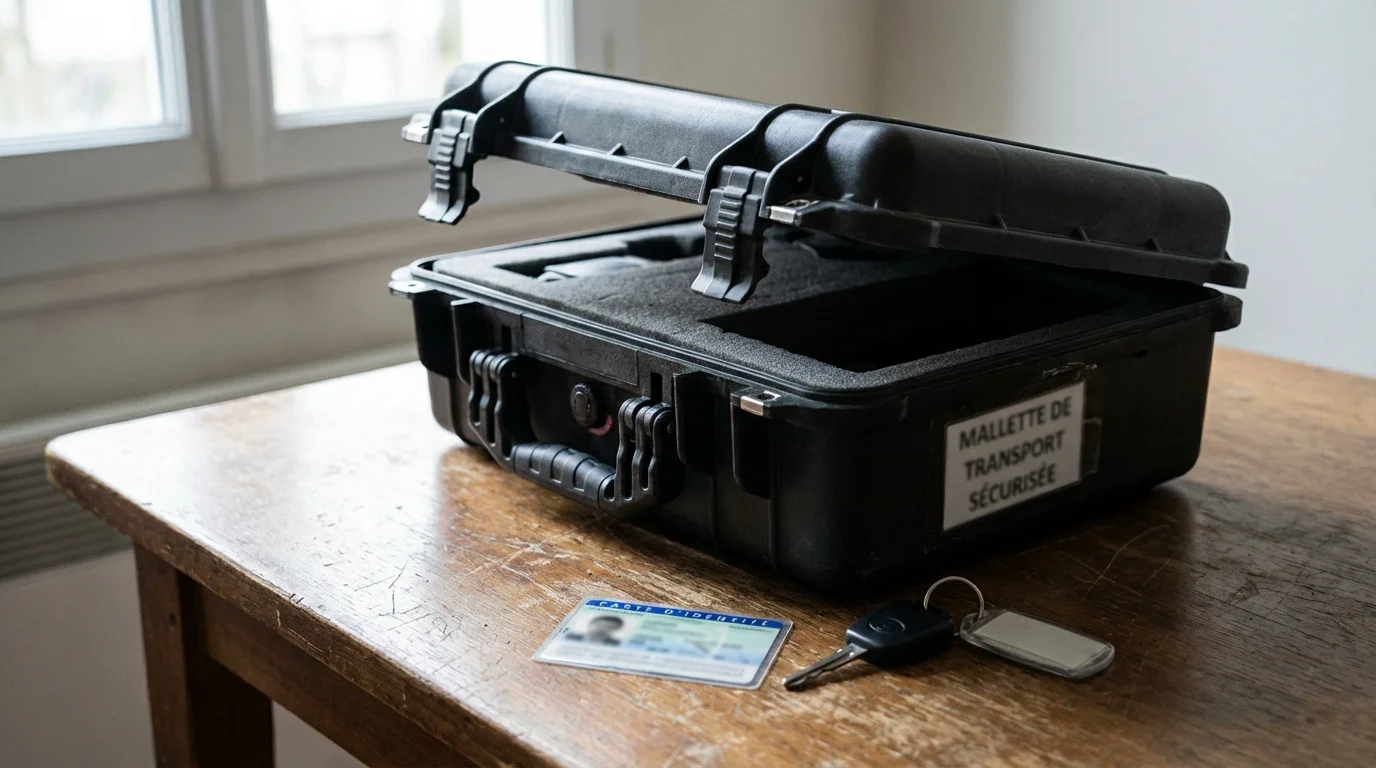 Mallette de transport sécurisée pour arme de catégorie D avec pièce d'identité