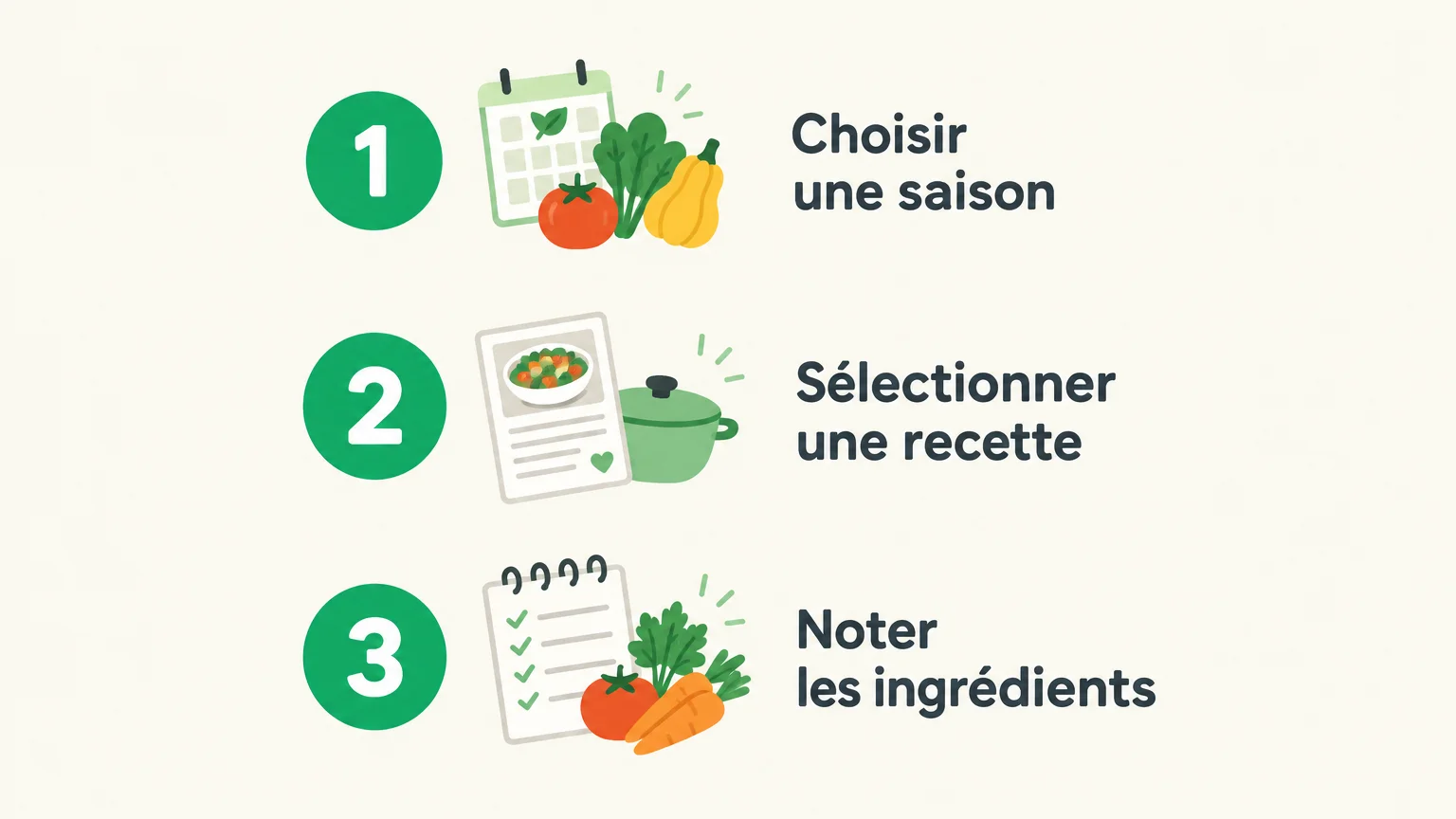 Trois étapes pour choisir une recette et préparer ses ingrédients