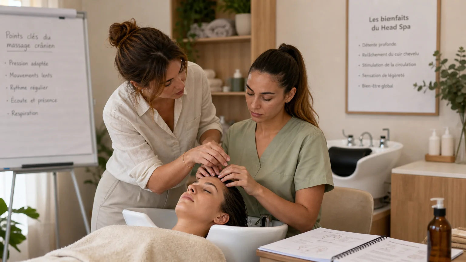 Pratique supervisée d’une formation Head Spa sur modèle