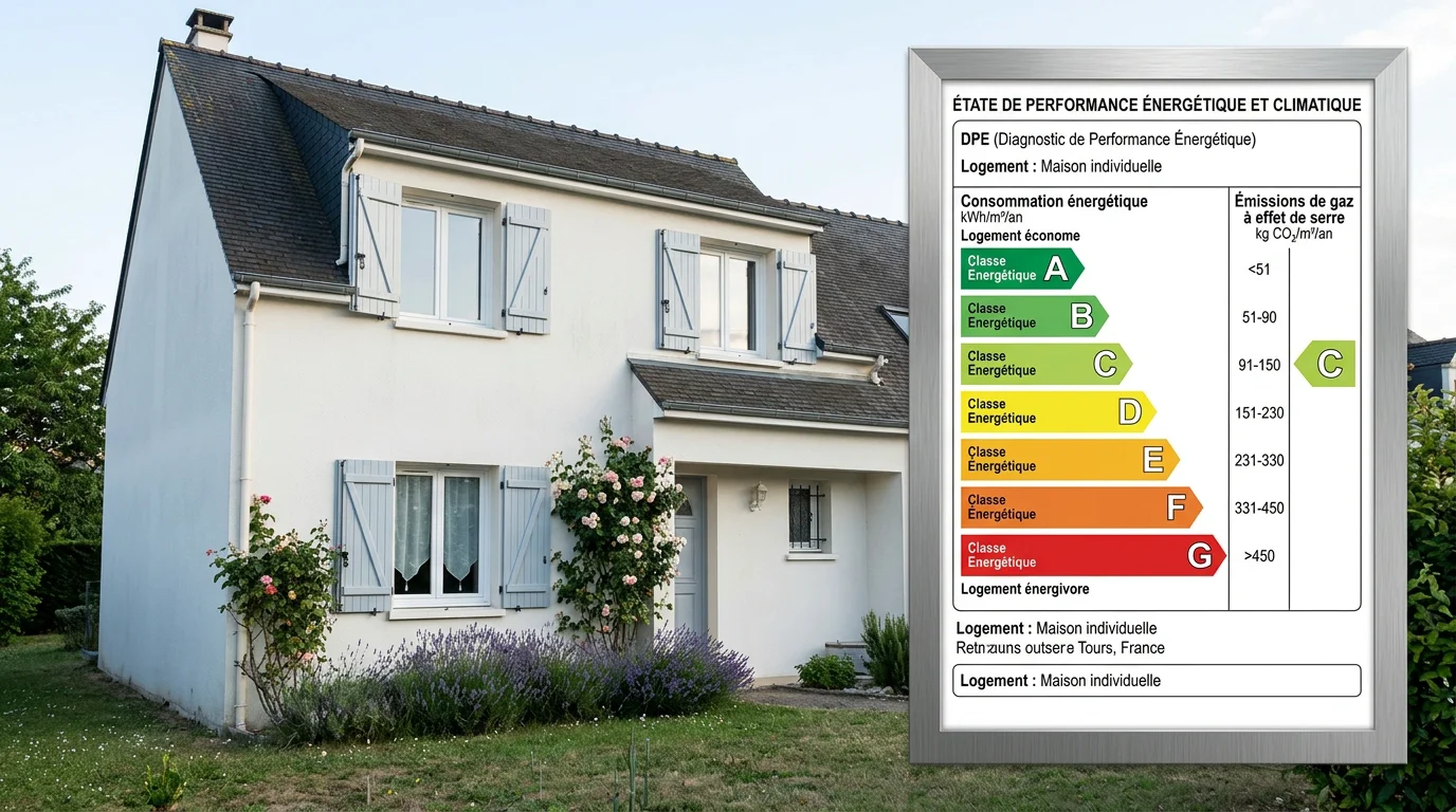 Étiquette énergétique d'un logement classée de A à G