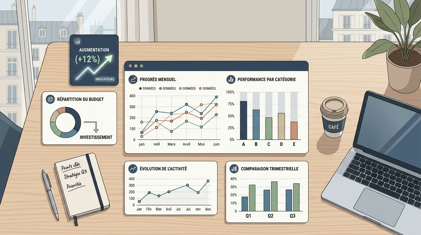 Comparaison visuelle de tableaux de bord de reporting