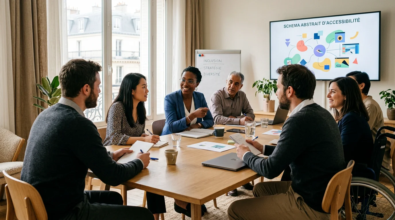 Équipe échangeant sur l'accessibilité et l'inclusion en entreprise