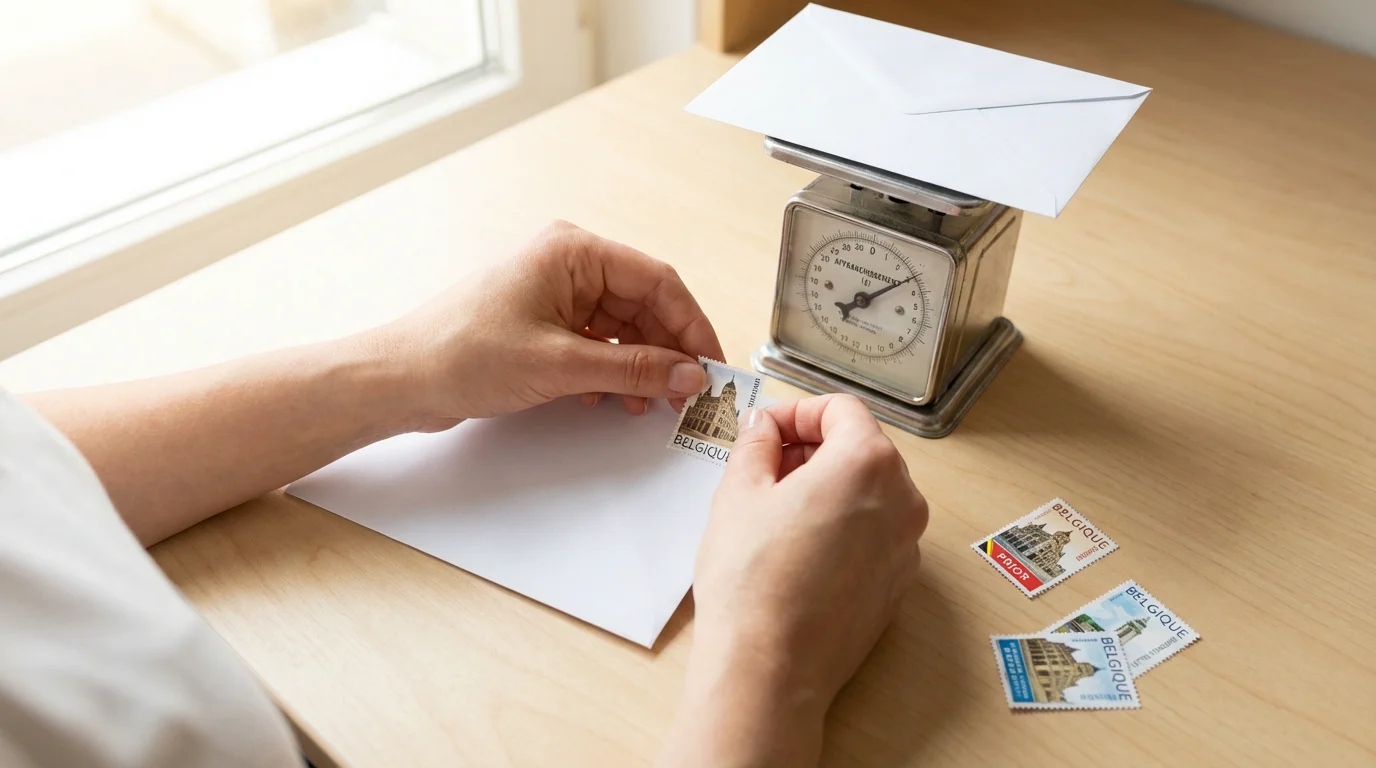 Affranchir une lettre en Belgique avec un timbre sur une enveloppe