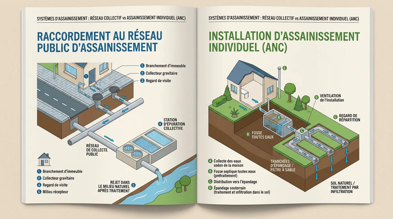 Comparaison entre assainissement collectif et non collectif
