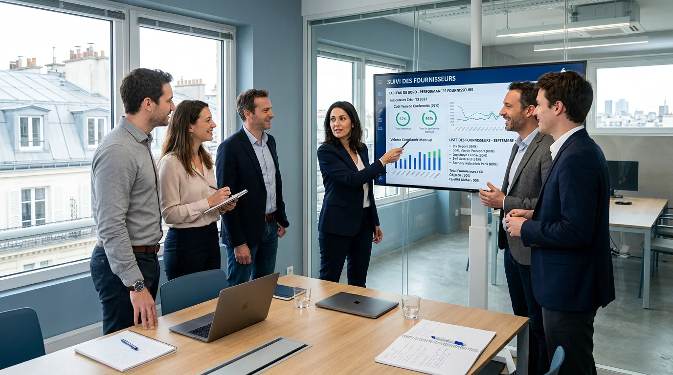Équipe européenne pilotant ses prestataires sur un tableau de bord unique