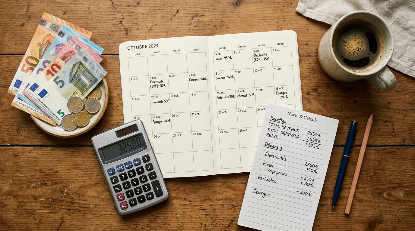 Calcul d'un budget de garde d'enfants avec calculatrice et agenda