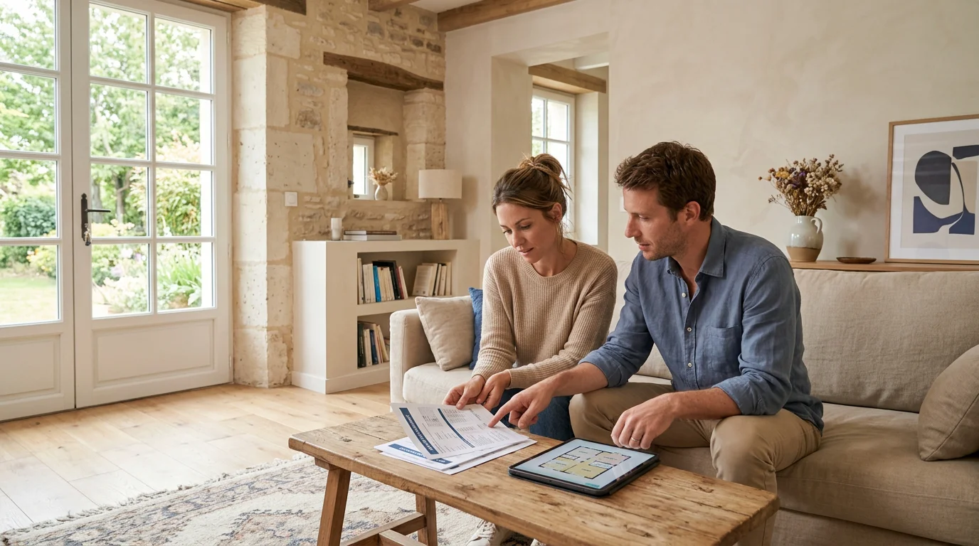 Couple analysant un projet immobilier dans un quartier d'Angoulême