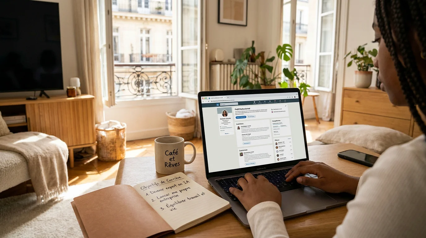 Candidat optimisant son profil professionnel en ligne pour sa recherche d'alternance