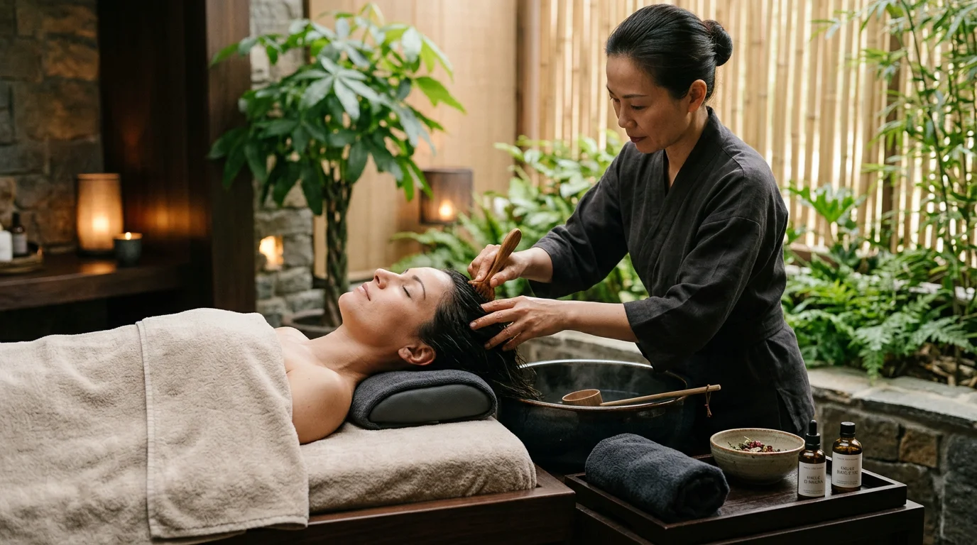 Soin head spa japonais dans un institut de bien-être