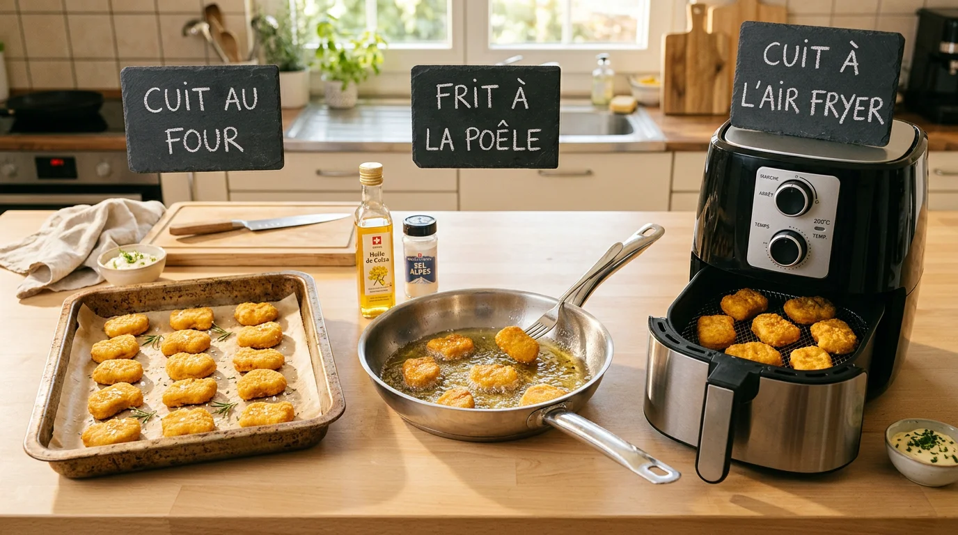 Trois méthodes de cuisson des nuggets : four, friture et air fryer