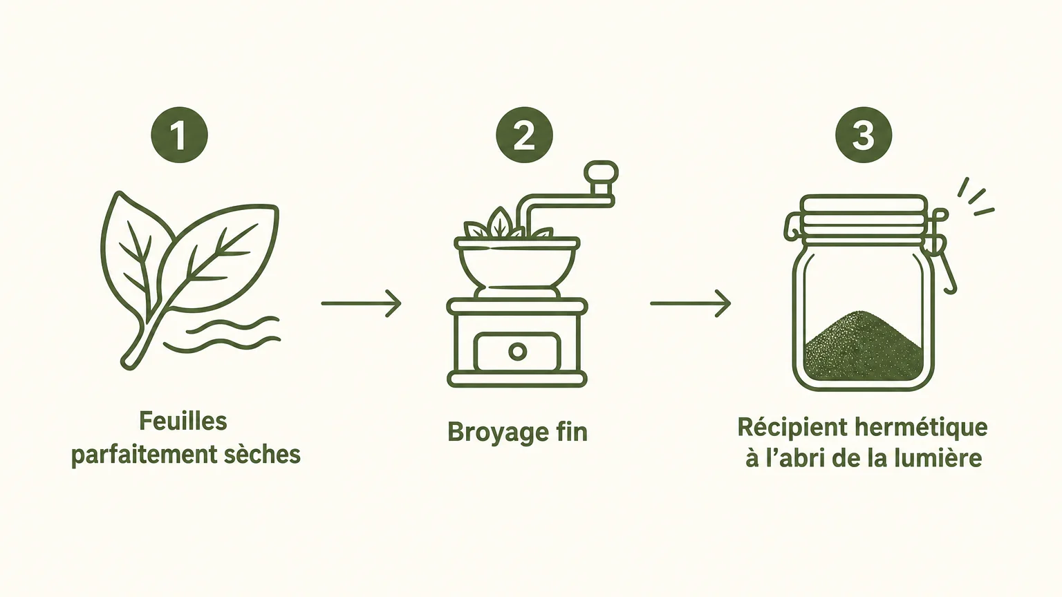 Checklist en trois étapes pour préparer et conserver du basilic en poudre