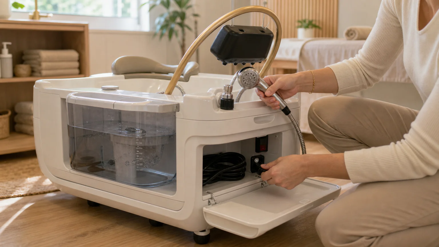 Vérification pratique d’un équipement Head Spa portatif avant installation