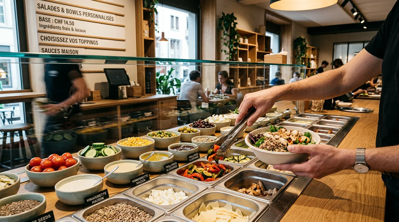 Client personnalisant sa commande de tacos au comptoir d'un restaurant