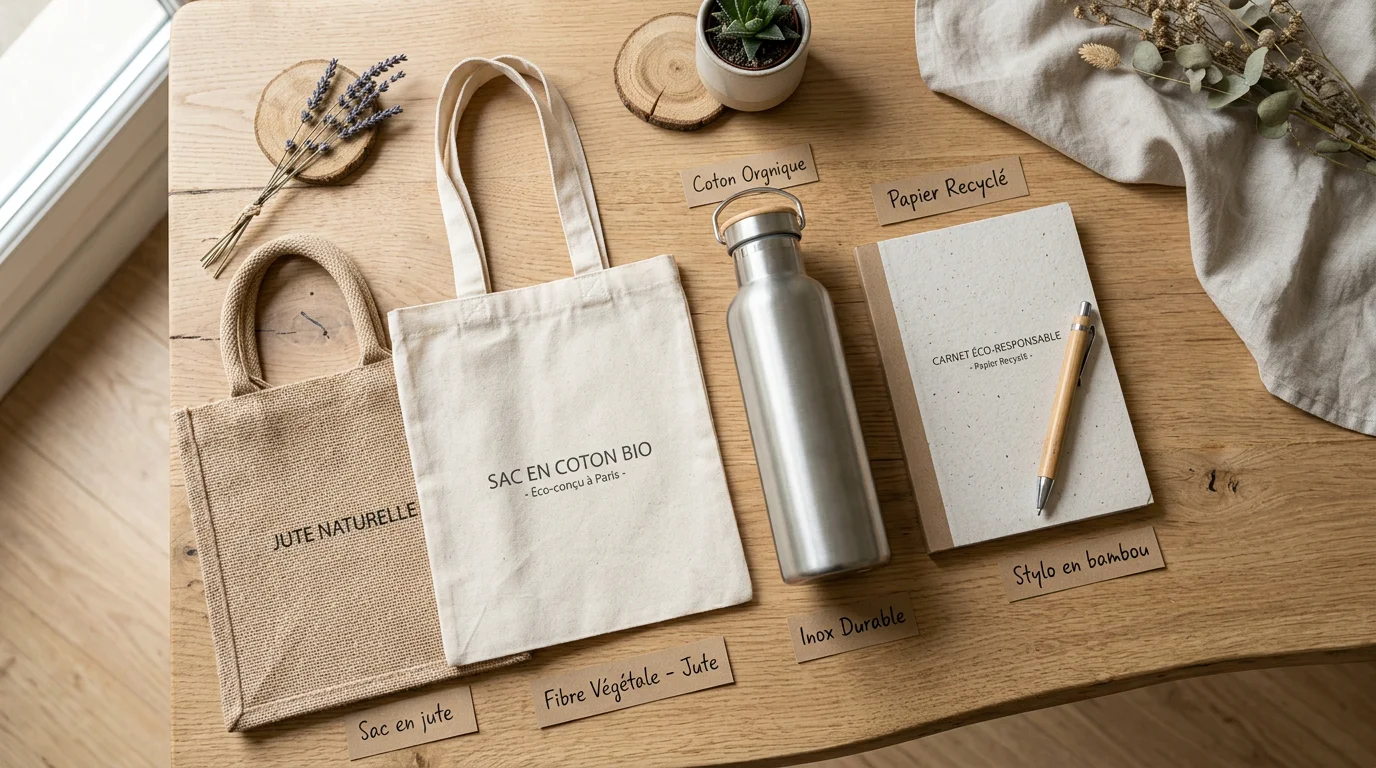 Sélection d'objets publicitaires éco-responsables en matières recyclées et durables