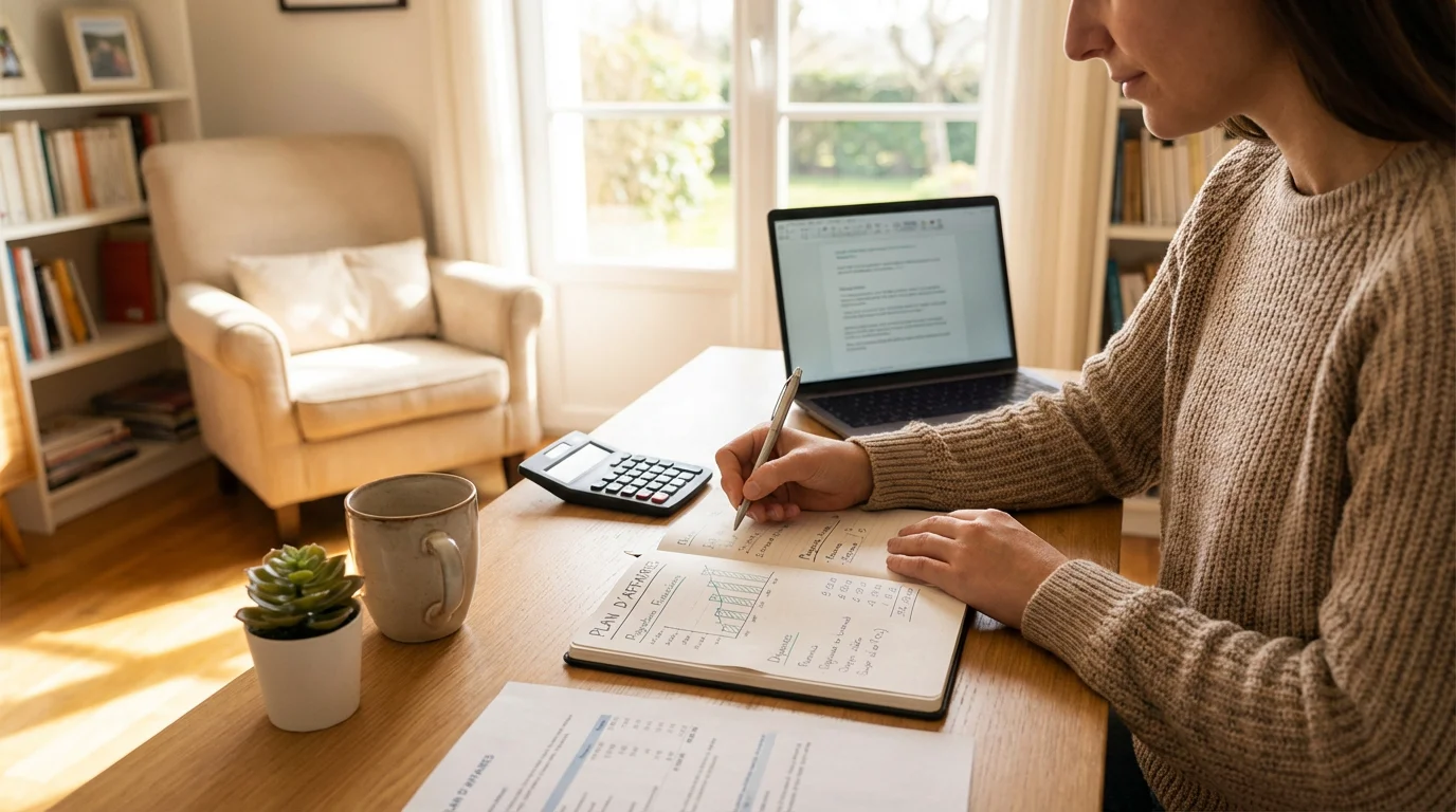 Thérapeute holistique élaborant son business plan pour une activité rentable