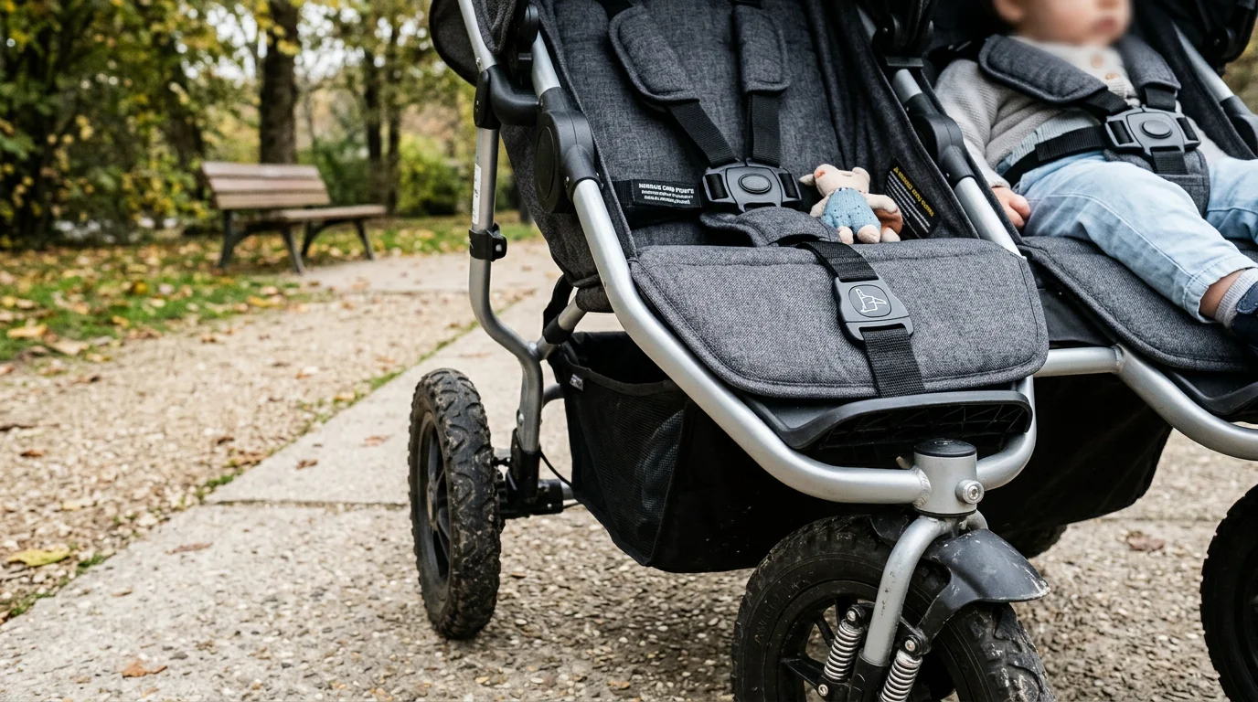 Détails de sécurité et de confort d'une poussette multiple