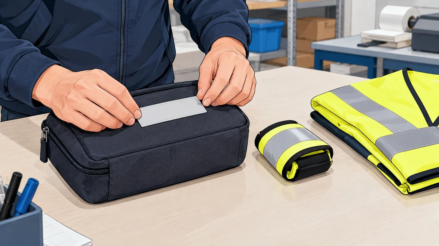 Vérification de la zone de marquage sur une trousse automobile